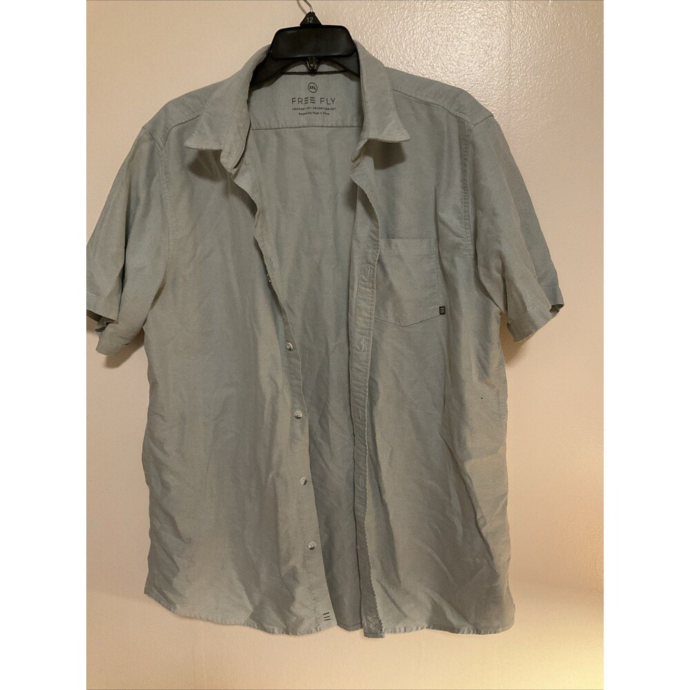 Free Fly Men’s 2XL Blue Short Sleeve Button Shirt